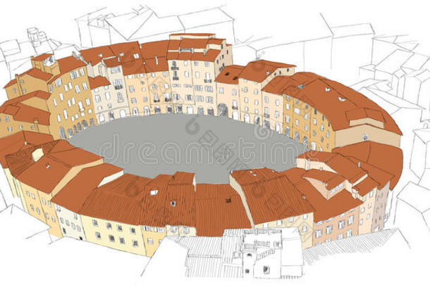 意大利卢卡的椭圆形城市广场