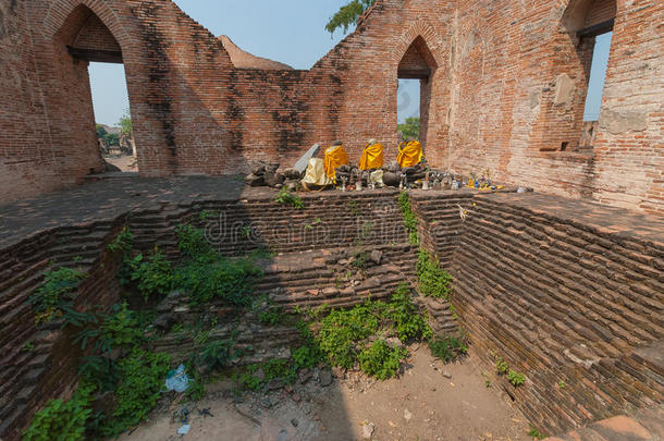 泰国大城府，寺院遗址，古塔遗址，古寺佛像遗址