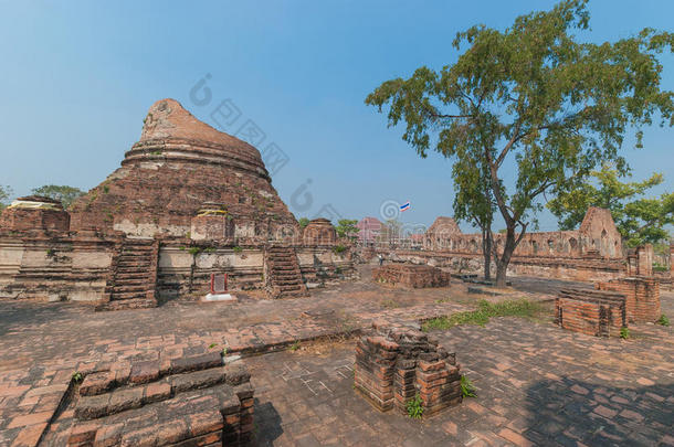 泰国大城府，寺院遗址，古塔遗址，古寺佛像遗址