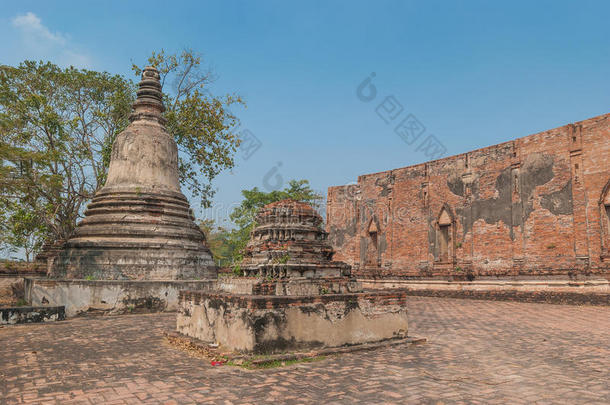 泰国大城府，寺院遗址，古塔遗址，古寺佛像遗址