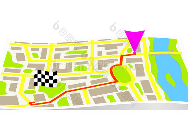 城市地图上的路线。