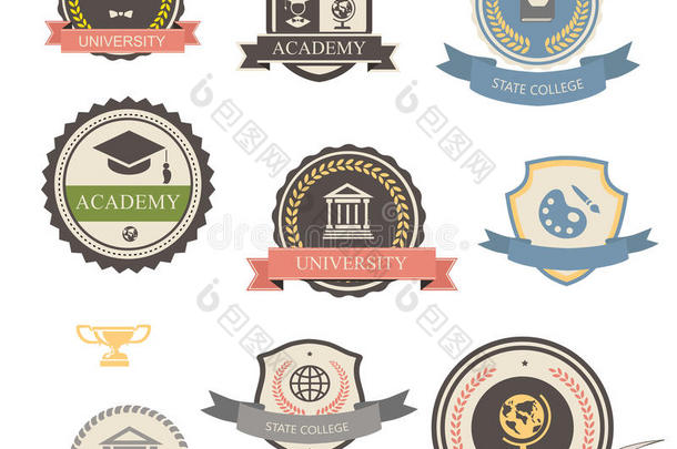 大学、学院和学院的徽章
