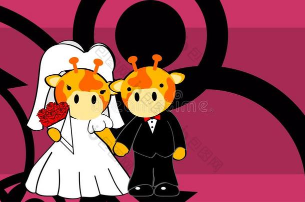 长颈鹿结婚卡通背景