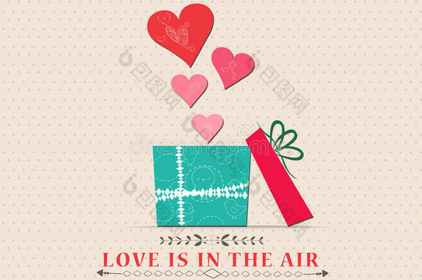 情人节的爱是空气中的开放礼物