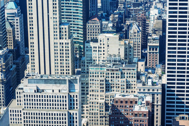 纽约市建筑的美丽鸟瞰。 建筑物a