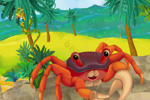 卡通场景-野生南美动物-螃蟹