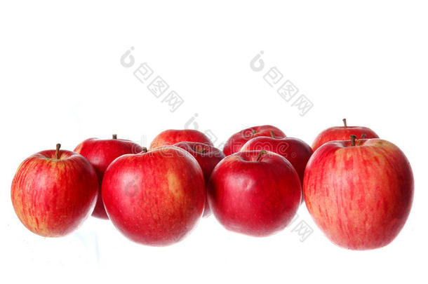 近距离拍摄一堆天然健康美味的新鲜红苹果