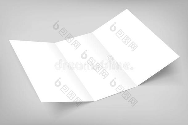 灰色背景上的空白矢量三折纸传单