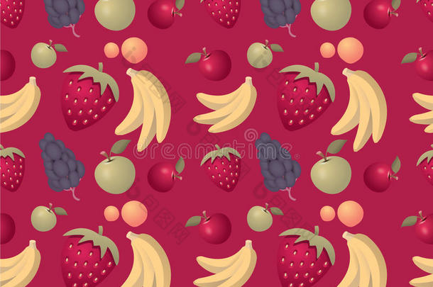水果图案背景-无缝与混合水果