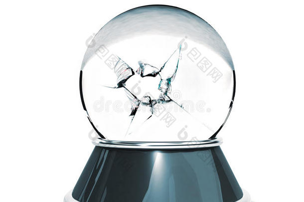 水晶球在白色背景和破碎的玻璃模板为设计师