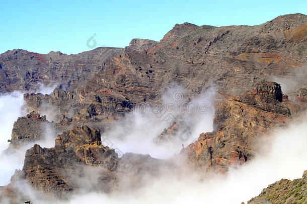 海拔海拔高度黑色蓝色火山口