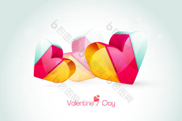 五颜六色的心为情人节庆祝。