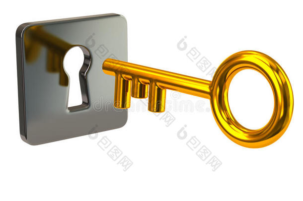 金色<strong>钥匙</strong>和银色<strong>钥匙</strong>孔