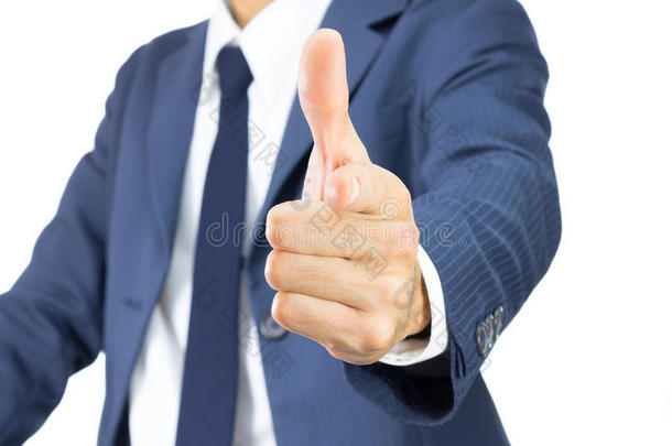 商人手指和拇指或手指孤立在白色背景上。