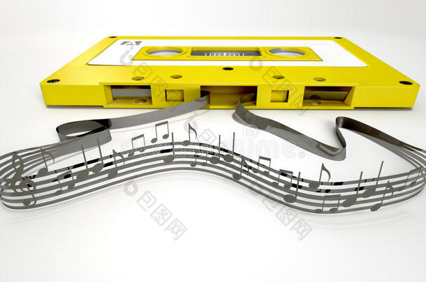 盒式磁带和音符概念