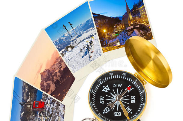 奥地利山地滑雪图片和指南针