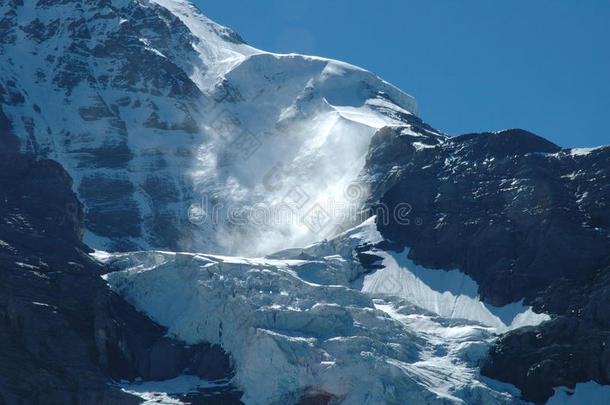 冰川附近的Jungfraujoch通行证在阿尔卑斯山在瑞士