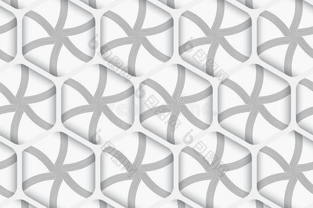白色背景上的几何装饰三维六角网