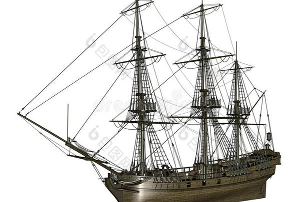 法国美杜莎护卫舰，1810-3D渲染
