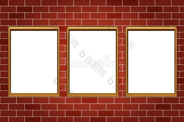 砖墙背景上绘画或照片的框架
