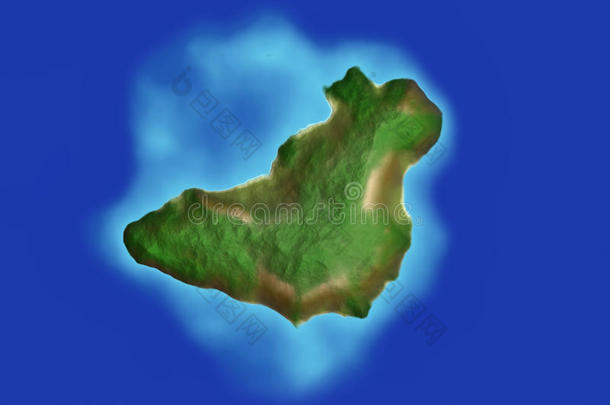 碧蓝的海水环绕着葱郁的岛屿