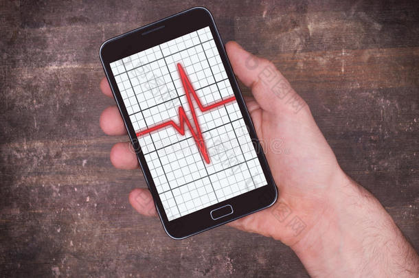 智能手机上的心电图-医疗保健的概念