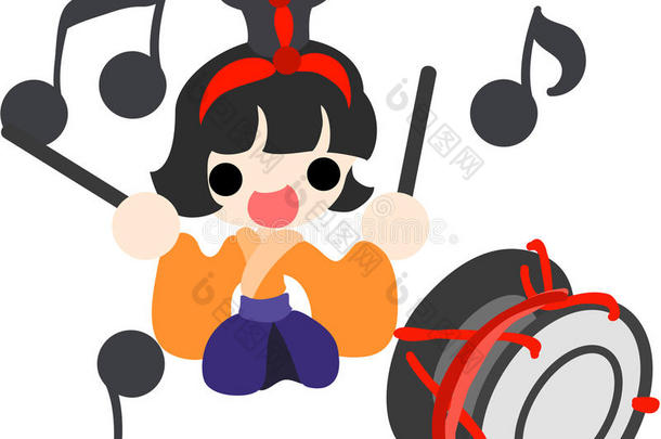 日本女孩节-音乐家（大鼓）-