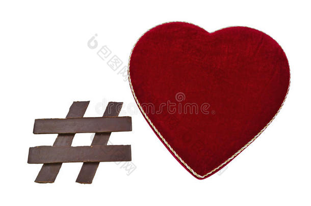 带心形盒的巧克力标签符号