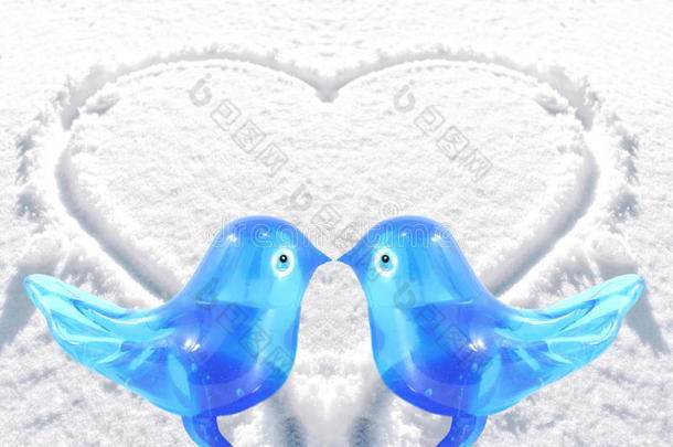 <strong>蓝鸟</strong>爱鸟玻璃艺术与心雪背景