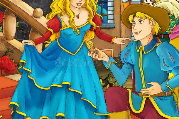 卡通童话场景-王子向公主求婚