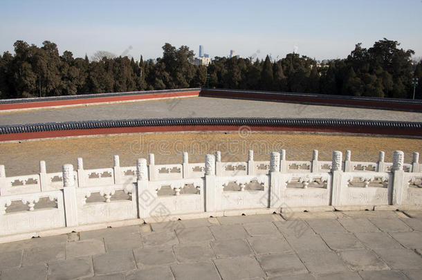 亚洲中国，北京，天坛公园，圆丘，白色栏杆