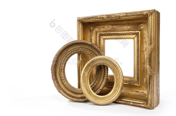 框架，框架，黄金，镀金，椭圆形，矩形，悬挂