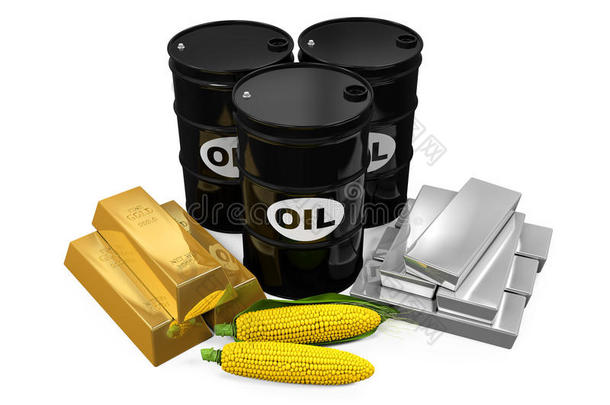 商品-石油、玉米、黄金和白银