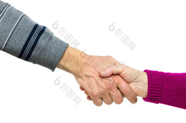握手的男人和女人