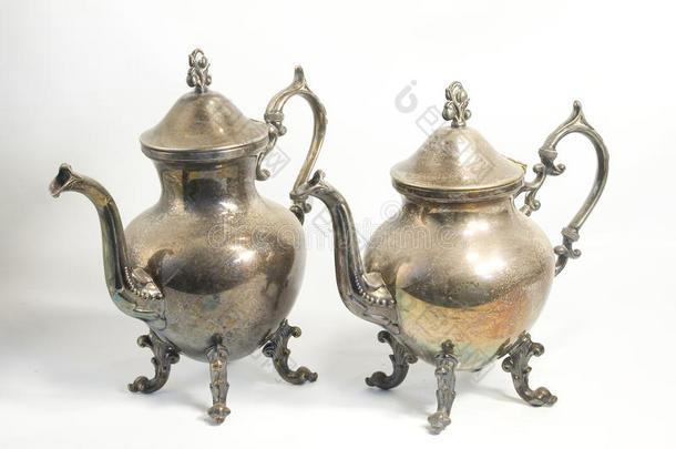 古董银茶壶和咖啡壶