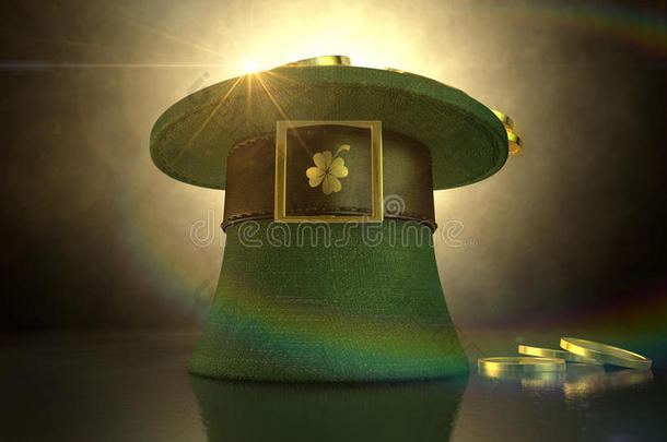 装满金币的绿色妖精帽