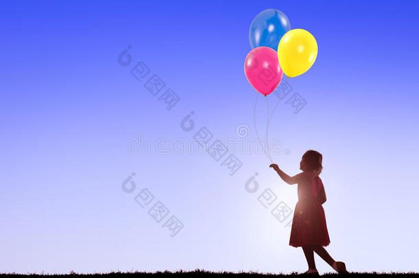 气球儿童童年愉快的休闲观念