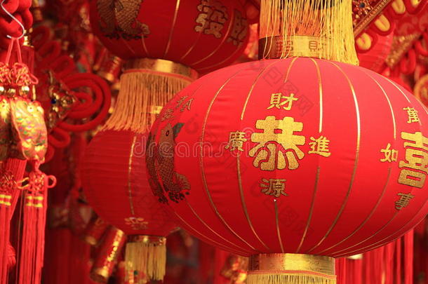 中国红灯笼和假鞭炮