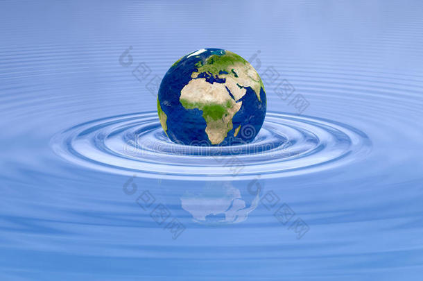 地球行星上蓝色的水波纹