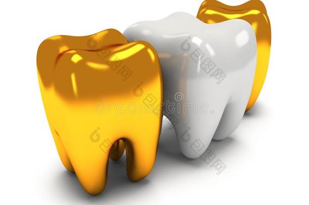 金色和健康的牙齿