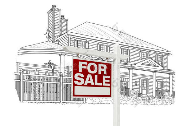 定制房屋和销售房地产标志图纸上的白色