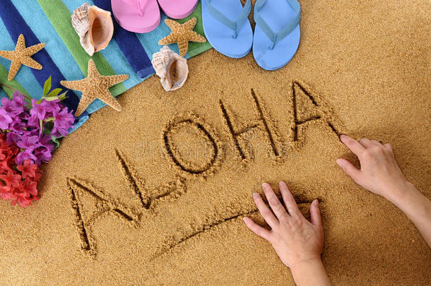 阿罗哈夏威夷海滩文字写作