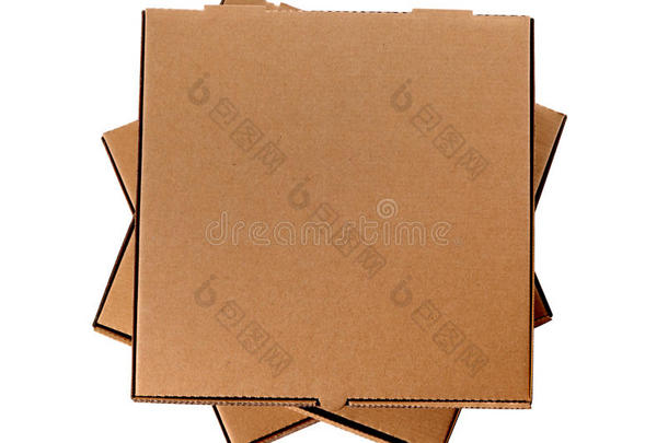 棕色<strong>披萨</strong>盒，堆叠，隔离，复制空间