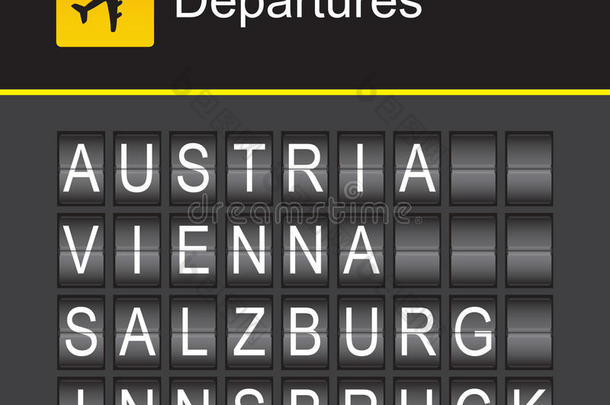 奥地利翻转字母机场起飞，维也纳，萨尔茨堡，因斯布鲁克