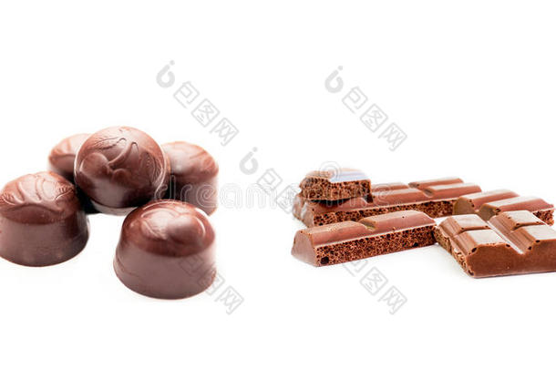 不同的巧克力和不同的形状