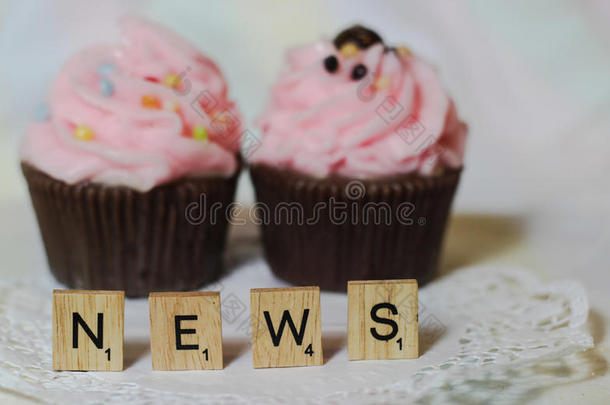 纸杯蛋糕新闻字母字母字母表单词
