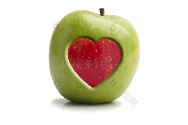苹果红绿有心