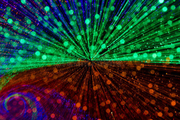 彩色抽象背景，使用隧道灯光夜间的运动模糊