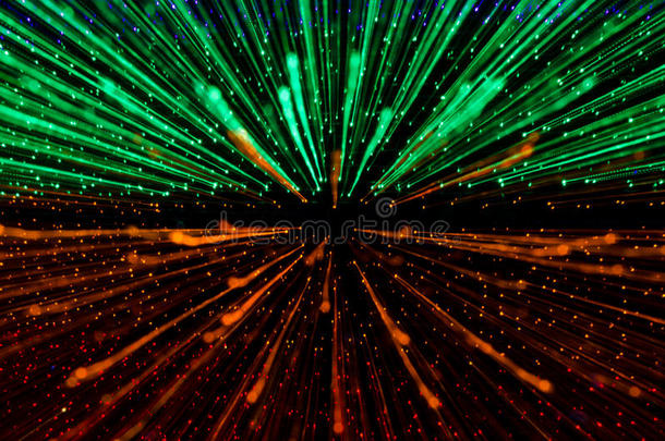 彩色抽象背景，使用隧道灯光夜间的运动模糊