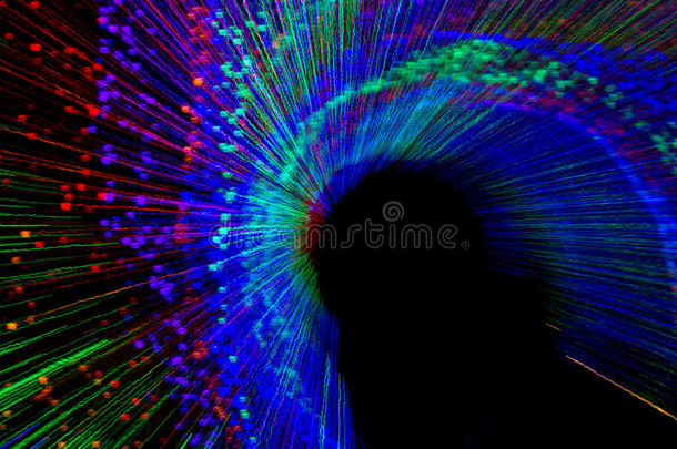 彩色抽象背景，利用隧道光的运动模糊